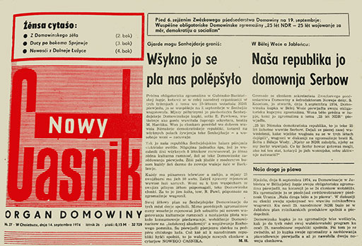 Głowa socialistiskego Nowego Casnika w lěśe 1974.